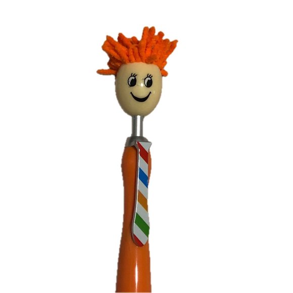 2/$10 Mop Head Orange Plastic Ballpoint Pen Stylus Screen Cleaner Smiling Face - Picture 2 of 5